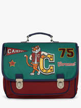 2-compartment Satchel Caramel et cie Green fier GA