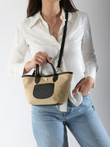 Longchamp New le panier pliage Messenger bag Black-vue-porte