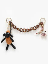 Double Sheep Bag Charm Viamailbag Brown long charm L