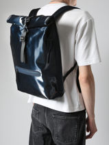 Rolltop Rucksack - 1 Compartment Backpack With 14" Laptop Sleeve Rains Blue city 13320-vue-porte