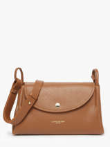 Shoulder Bag Accordeon Double Leather Lancaster Brown accordeon double 89