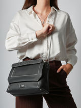 Large Leather Ninon Soft Shoulder Bag Lancel Black ninon A13783-vue-porte