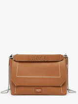 Large Leather Ninon Soft Shoulder Bag Lancel Brown ninon A13783