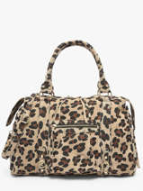Shoulder Bag Velvet Leopardo Leather Milano Beige velvet leopardo VL24095