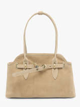 Sac Port� �paule Velvet Cuir Milano Beige velvet VE260610