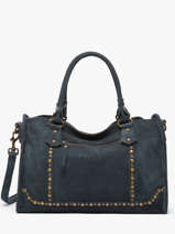 Handbag Houston A4 Leather Basilic pepper Blue houston BHOU22