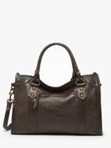 Sac Port� Main Cow Cuir Basilic pepper Marron cow BCOW22