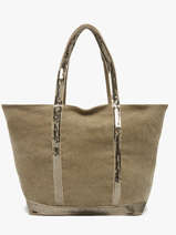 Zipped Linen Tote Bag Le Cabas Sequins Vanessa bruno Green cabas lin 31V40409