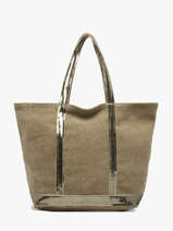 Medium Zipped Le Cabas Tote Bag Linen Sequins Vanessa bruno Green cabas lin 31V40378