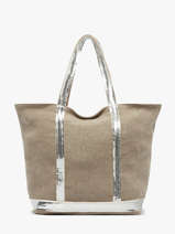 Medium Zipped Le Cabas Tote Bag Linen Sequins Vanessa bruno Beige cabas lin 31V40378