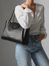 Shoulder Bag Ida Double Leather Lancaster Black ida double 85-vue-porte