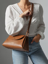 Shoulder Bag Accordeon Double Leather Lancaster Brown accordeon double 89-vue-porte