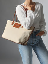 Shoulder Bag Canvas Kba Lancaster Beige canvas kba 50-vue-porte