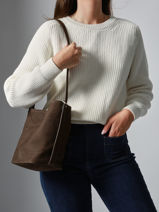 Sac Port� �paule Sac � Dos S Cavalier Nubuck Cuir Etrier Marron cavalier nubuck ECAN126S-vue-porte