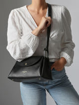Shoulder Bag Accordeon Double Leather Lancaster Black accordeon double 89-vue-porte