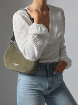 Sac Bandoulire Suede Cuir Lancaster Vert suede 81-vue-porte