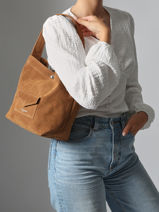 Sac Port� �paule Suedine Kba Polyester Lancaster Marron suedine kba 60-vue-porte