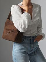 Shoulder Bag Suedine Kba Lancaster Brown suedine kba 60-vue-porte