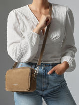 Sac Bandouli�re Suede Cuir Lancaster Beige suede 65-vue-porte