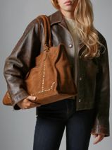 Sac � Main A4 Houston Cuir Basilic pepper Beige houston BHOU31-vue-porte