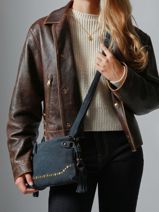 Shoulder Bag Houston Leather Basilic pepper Blue houston BHOU82-vue-porte