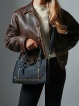 Sac Bandoulire Houston Cuir Basilic pepper Bleu houston BHOU72-vue-porte