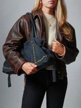 Shoulder Bag Houston Leather Basilic pepper Beige houston BHOU80-vue-porte