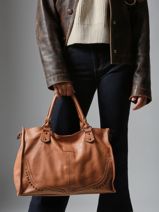 Handbag Glam Eyelet Leather Basilic pepper Brown glam eyelet BGLE31-vue-porte