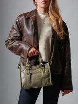 Shoulder Bag Cow Leather Basilic pepper Green cow BCOW72-vue-porte