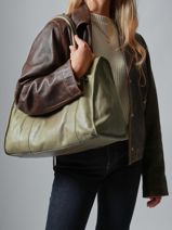 Shoulder Bag Cow A4 Leather Basilic pepper Green cow BCOW31-vue-porte