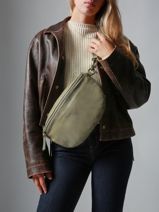 Leather Cow Belt Bag Basilic pepper Green cow BCOW54-vue-porte