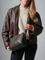 Shoulder Bag Cow Leather Basilic pepper Brown cow BCOW83-vue-porte