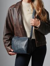 Shoulder Bag Cow Leather Basilic pepper Blue cow BCOW83-vue-porte