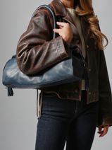 Sac Port paule Cow Cuir Basilic pepper Bleu cow BCOW84-vue-porte