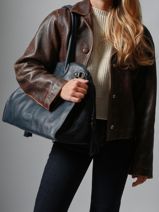 Sac Port paule A4 Cow Cuir Basilic pepper Bleu cow BCOW85-vue-porte