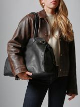 Shoulder Bag Cow A4 Leather Basilic pepper Black cow BCOW85-vue-porte