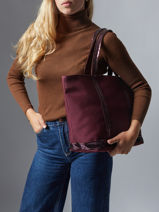 Sac Port� Main Cabas Coton Vanessa bruno Rouge cabas 1V40378-vue-porte