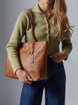 Leather Caviar Tote Bag Milano Brown caviar CA19111N-vue-porte