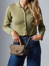 Crossbody Bag Velvet Leather Milano Gray velvet VE24117-vue-porte