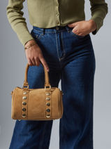 Handbag Velvet Leather Milano Brown velvet VE25066-vue-porte