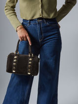 Handbag Velvet Leather Milano Brown velvet VE25066-vue-porte