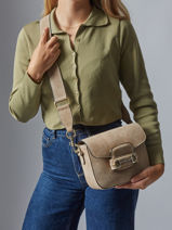 Shoulder Bag Velvet Leather Milano Beige velvet VE260611-vue-porte