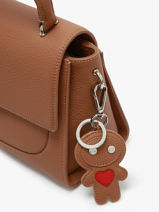 Porte-clefs Love Manga Cuir Nathan baume Marron original n 718N-vue-porte