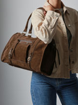Shoulder Bag Velvet Miniprix Brown velvet F7509-vue-porte
