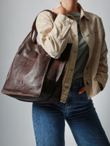 Shoulder Bag Heritage Leather Biba Brown heritage HOM1L-vue-porte