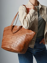 Sac Port paule Heritage Cuir Biba Marron heritage LEB1L-vue-porte