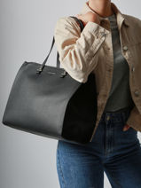 Sac Port� �paule Saffiano Polyester David jones Gris saffiano 4N-vue-porte