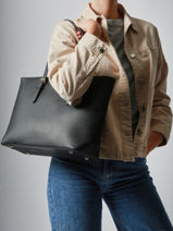 A4 Size Shoulder Bag Saffiano David jones Black saffiano 3-vue-porte