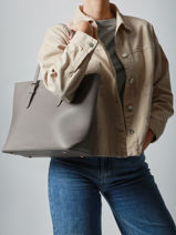 A4 Size Shoulder Bag Saffiano David jones Brown saffiano 3-vue-porte