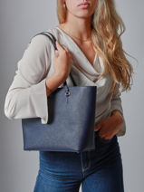 Medium Leather Karly Tote Bag Lauren ralph lauren Blue karly 31924351-vue-porte